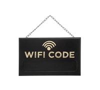 Atmosphera Créateur d'intérieur - Plaque de Porte Déco "Wifi Code" 35cm Noir Noir G