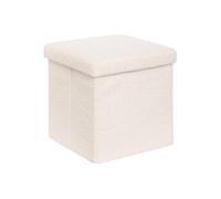 Créateur d'intérieur - Pouf Coffre Carré Bouclette "Jaiko" 38cm Blanc