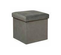 Atmosphera - Pouf Pliant Lilou en Velours 38x38cm Gris
