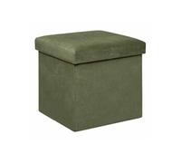 Atmosphera Pouf pliant Lilou en velours 38x38cm vert kaki