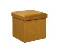 Créateur d'intérieur - Pouf Coffre Pliable en Velours "Lilou" 38cm Ocre