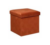 Atmosphera – Pouf coffre pliable en velours Lilou – 38 cm – Terracotta
