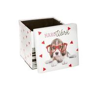Paris Prix - Pouf Coffre Pliable hard Work 38cm Rouge