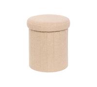 Créateur d'intérieur - Pouf Coffre Rond Bouclette "Jaiko" 38cm Beige