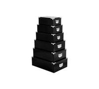 Set de 6 Boîtes de Rangement "Uni" 48cm Noir