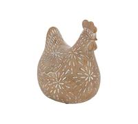 Poule déco Linda H.10,5cm résine beige - Atmosphera createur d'interieur