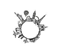 Créateur d'intérieur - Sticker Plat Déco "Monde" 60cm Noir & Blanc