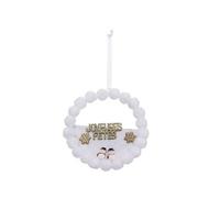 Sujet de Noël Couronne Pompons 14cm Blanc Blanc