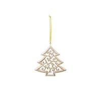Atmosphera Créateur d'intérieur - Sujet de Noël en Bois "Sapin Arabesque" 15cm Blanc Blanc G