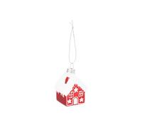 Feeric Lights et Christmas - Sujet Maison h.7cm Verre Rouge et Blanc