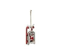 Créateur d'intérieur - Sujet de Noël Luge Traîneau 11cm Rouge & Gris