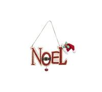 Créateur d'intérieur - Sujet de Noël Pancarte 18cm Rouge & Beige