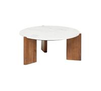 Créateur d'intérieur - Table Basse en Marbre "Nanda" 91cm Naturel & Blanc