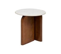 Atmosphera Table d'appoint en marbre Nanda 56 cm Naturel et Blanc