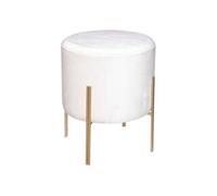 Atmosphera Créateur d'intérieur - Tabouret Design en Velours "Living" 40cm Ivoire & Or Beige G