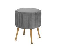 Atmosphera Tabouret Solaro Gris en velours plissé