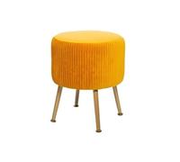 Tabouret ""Solaro"" velours plissé jaune moutarde - Atmosphera createur d'interieur