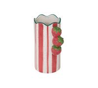 Atmosphera – Vase Fruity, rayé en dolomite, rouge et blanc (Fraise) – 15×11×23,5 cm