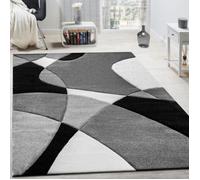 Créateur Tapis Moderne Géométrique Motif Découpe Des Contours En Noir Blanc [120x170 cm]