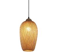Créatif 1-lumière Simple Maison Bambou Pendentif éclairage Tissé à La Main E27 Base en Rotin Lampe Suspendue Creux Style Sud-est Asiatique Lustre Luminaires à économie D’énergie, C
