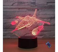 Créatif 3D Drone Avion Nuit Lampe 16 Couleurs Changeantes Puissance USB Télécommande Contact Switch Lampe Décorative Illusion Optique LED Lampe de Table Anniversaire Noël Cadeau Enfants Jouets