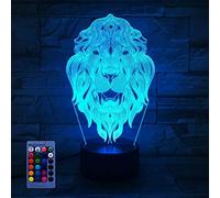 Créatif 3D Lion Nuit Lampe Art Déco Lampe Lumières LED Décoration Lampes Contrôle à distance 7/16 Couleurs Change Veilleuse USB Powered Enfants Cadeau Anniversaire Noël Cadeaux