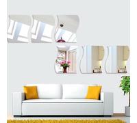 Créatif 3D Miroir Autocollant Mural Forme de Vague Autocollant pour Maison Salle de Bain Cuisine Salon Décoration Accessoires Maison Trouver Store Argent