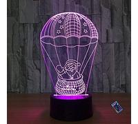 Créatif 3D Montgolfière Nuit Lampe 16 Couleurs Changeantes Puissance USB Télécommande Contact Switch Lampe Décorative Illusion Optique LED Lampe de Table Anniversaire Noël Cadeau Enfants Jouets
