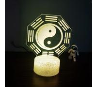 Créatif 3D néon signe Bouddha méditation illusion optique LED lampe de bureau de table 7 couleurs changeant feuille d'acrylique interrupteur tactile décor pour chambre à coucher bureau USB alimenté