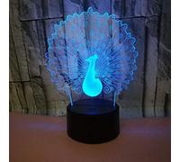 Créatif 3D Paon Nuit Lampe Art Déco Lampe Lumières LED Décoration Lampes Touch Control 7 Couleurs Change Veilleuse USB Powered Enfants Cadeau Anniversaire Noël Cadeaux