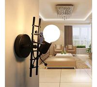 Créatif Applique Murale Métal Interieur Simple Éclairage Lampe de Mur E27 Luminaire pour Chambre à Coucher Chambre D'enfants Couloir Restaurant, Noir