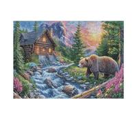 Créatif Bärenwelpe Bach Wald Wildtiere Wilde Natur Puzzle 300 Pièces pour Adultes Amusant Captivant Et Relaxant Parfait pour Passe Temps Et Loisirs 300 PCS（40x28cm）