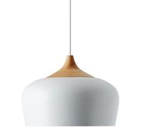créatif Bois chêne Finition en Fer, Abat-Jour Industriel, décoratif Plafond, luminaire Nordique pour Salle à Manger, Salon, îlot de Cuisine (Blanc, 35 cm)