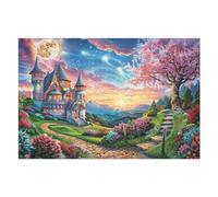 Créatif Château Chemin Champ de Fleurs Rural Campagne Sauvage Puzzle 1000 Pièces pour Adultes Amusant Captivant Et Relaxant Parfait pour Passe Temps Et Loisirs （75x50cm）
