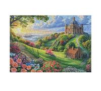 Créatif Château Chemin Champ de Fleurs Rural Campagne Sauvage Puzzle 300 Pièces pour Adultes Engageant Amusant Et Stimulant Parfait pour Passe Temps Et Détente 300 PCS（40x28cm）