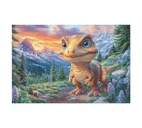 Créatif Dinosaure Montagne Fleurie Fantastique Faune Sauvage Nature Sauvage Puzzle 1000 Pièces pour Adultes Engageant Amusant Et Stimulant Parfait pour Passe Temps Et Détente （75x50cm）