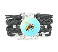 Créatif,Fille,Dessin Animé,Abeille,Défaut,Art,Réglable,Cuir,Tressé,Bra | Multistrat,Punk,Bracelet,Fait main,Offre,Bangle,Accessoire,Amie,Amoureux,Ethnique,Amitié,Anniversaire,Noël,Musique,Art