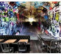 Créatif Graffiti Tunnel Espace Expansion Papier Peint 3D Installation Facile Intissé Tapisserie Bureau Salon Canapé Chambre Décoration Murale-150cm×105cm