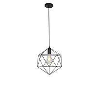 Créatif Industrial Metal Material Pendant Light Diamond Prismatic Black Finition Hanging Light 1-Light Wire Lantern Iron Chandelier Decoration Home Decoration Lampe plafond E27 Base Lightture Fabriqué