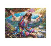 Créatif Jésus Bénédiction Religieux Foi Spirituel Puzzle 500 Pièces pour Adultes Engageant Amusant Et Captivant Parfait pour Loisirs Et Activités Calmes 500 PCS（52×38cm）