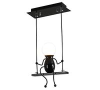 Créatif LED Luminaires suspendus Moderne Petites gens Lampe à suspension Réglable Lampes suspendues Salle à manger Décor Fer Poupée de dessin animé Lustres Plafonniers 1×E27 Peinture à cuire Noir