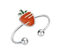 Créatif Mignon Fille Carotte Ouverture Bague Élégante Femmes Partie Or Argent Couleur Bague Accessoires Bijoux Cadeau Pour Amis