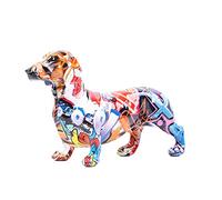 Créatif Peint coloré Teckel Chien décoration Maison Moderne Armoire à vin Bureau décor Bureau résine Artisanat Miniatures Statue (22cm)