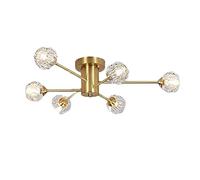 Créatif Personnalité Éclairage,Tout Cuivre Luxe Léger Simple Lampe De Plafond En Cristal,G9 (G9) Nordique Postmoderne Moléculaire Plafonnier,Salon Salle à Manger Chambre Éclairage-Cuivre 6t (6t)