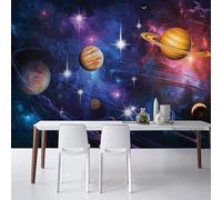 Créatif Tridimensionnel Coloré Ciel Étoilé Planète Papier Peint 3D Installation Facile Intissé Tapisserie Bureau Salon Canapé Chambre Décoration Murale-300cm×210cm