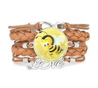 Créatif,Unique,Dessin Animé,Abeille,Projection,Réglable,Cuir,Tressé,Bra | Multistrat,Punk,Bracelet,Fait main,Offre,Bangle,Accessoire,Amie,Amoureux,Ethnique,Amitié,Anniversaire,Noël,Musique,Art