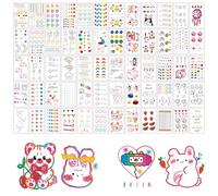 Créatifs Colorés Faux Tatouage Autocollant Réaliste 60 Feuilles Dessin Animé Mignon Faux Tatouage Temporaire Autocollant Tatouages D'arc-en-ciel Etanche Ephémère Kit Tatoo Pour Enfant Garçon Fille