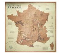 Tableau Carte des vins de France sur panneau beige CREATIFWOOD bois G