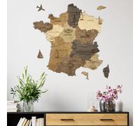 Carte de France en bois 2D Multicolor (50*51 cm) - Creatifwood - Décoration Murale