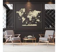 Creatifwood Carte du monde en bois 2D pour décoration murale - Mappemonde en Bois - Art mural - Pour salon, bureau ou chambre (Light, 100L x 70l cm)
